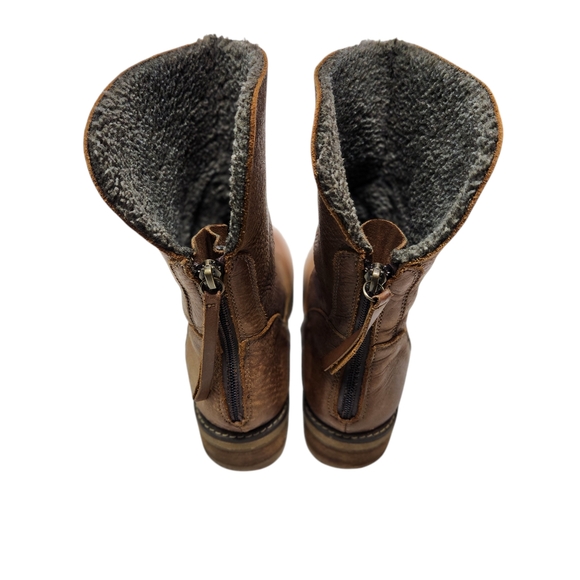 Roots Brown Leather Shearling Winter Women's Boots - Picture 2 of 14